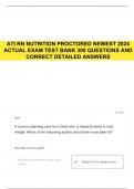 ATI RN NUTRITION PROCTORED NEWEST 2024 ACTUAL EXAM TEST BANK 300 QUESTIONS AND CORRECT DETAILED ANSWERS 