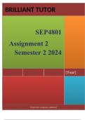 SEP4801 Assignment 2 (COMPLETE ANSWERS) Semester 2 2024 ;100 % TRUSTED workings, explanations and solutions. 