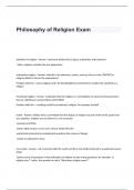 Philosophy of Religion Exam Questions and Answers