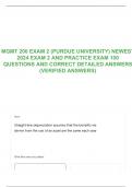 MGMT 200 EXAM 2 (PURDUE UNIVERSITY) NEWEST 2024 EXAM 2 AND PRACTICE EXAM 100 QUESTIONS AND CORRECT DETAILED ANSWERS (VERIFIED ANSWERS) 