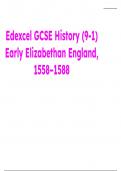 Summary Notes - Edexcel GCSE (9-1) History Early Elizabethan England, 1558-1588