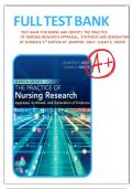 Test Bank for Burns and Grove’s The Practice of Nursing Research 9th Edition by Jennifer Gray, Susan Grove All Chapters 1-29 LATEST