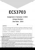  ECS3703 Assignment 2 (ANSWERS) Semester 2 2024 - DISTINCTION GUARANTEED