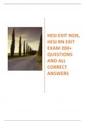 HESI EXIT NGN, HESI RN EXIT EXAM 200+ QUESTIONS AND ALL CORRECT ANSWERS