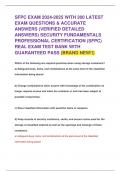 SFPC EXAM 2024-2025 WITH 300 LATEST EXAM QUESTIONS & ACCURATE  ANSWERS (VERIFIED DETAILED  ANSWERS) SECURITY FUNDAMENTALS  PROFESSIONAL CERTIFICATION (SFPC)  REAL EXAM TEST BANK WITH  GUARANTEED PASS (BRAND NEW!!