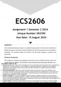 ECS2606 Assignment 1 (ANSWERS) Semester 2 2024 - DISTINCTION GUARANTEED