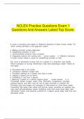       NCLEX Practice Questions Exam 1 Questions And Answers Latest Top Score.