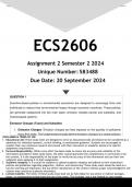 ECS2606 Assignment 2 (ANSWERS) Semester 2 2024 - DISTINCTION GUARANTEED