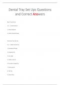 Dental Tray Set Ups Questions  and Correct Answers 