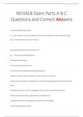 NCHALB Exam Parts A B C Questions and Correct Answers