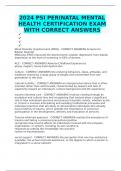 2024 PSI PERINATAL MENTAL HEALTH CERTIFICATION EXAM WITH CORRECT ANSWERS