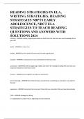 READING STRATEGIES IN ELA, WRITING STRATEGIES, READING STRATEGIES NBPTS EARLY ADOLESCENCE, NBCT ELA STRATEGIES TO TEACH READING QUESTIONS AND ANSWERS WITH SOLUTIONS 2024