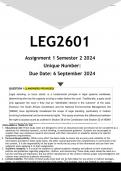 LEG2601 Assignment 1 (ANSWERS) Semester 2 2024 - DISTINCTION GUARANTEED