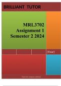 MRL3702 Assignment 1 (DETAILED ANSWERS) Semester 2 2024 ;100 % TRUSTED workings, explanations and solutions