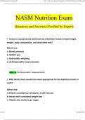 NASM Nutrition Exam 2023 Questions with 100% Correct Answers