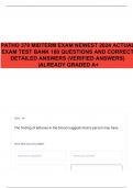 PATHO 370 MIDTERM EXAM NEWEST 2024 ACTUAL EXAM TEST BANK 180 QUESTIONS AND CORRECT DETAILED ANSWERS (VERIFIED ANSWERS) |ALREADY GRADED A+