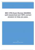 BEC CPA Exam Review 2024 With well researched and 100% correct answers to help you pass.