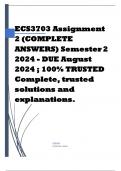 ECS3703 Assignment 2 (COMPLETE ANSWERS) Semester 2 2024 Course International Finance (ECS3703) Institution University Of South Africa (Unisa) Book International Economics