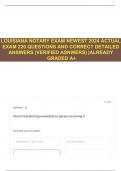 LOUISIANA NOTARY EXAM NEWEST 2024 ACTUAL EXAM 220 QUESTIONS AND CORRECT DETAILED ANSWERS (VERIFIED ASNWERS) |ALREADY GRADED A+