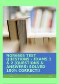 NGR6605 TEST QUESTIONS - EXAMS 1 & 2 (QUESTIONS & ANSWERS) SOLVED 100% CORRECT!!