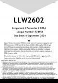 LLW2602 Assignment 2 (ANSWERS) Semester 2 2024 - DISTINCTION GUARANTEED