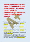 ADVANCED PHARMACOLOGY  FINAL EXAM REVIEW ACTUAL  EXAM ALREADY A+ GRADED  LATEST UPDATE //  PHARMACOLOGY ADVANCED  FINAL REVIEW EXAM {A+  GRADED}