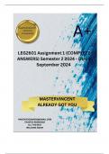 LEG2601 Assignment 1 (COMPLETE ANSWERS) Semester 2 2024 - DUE 6 September 2024 ; 100% TRUSTED Complete, trusted solutions and explanations. 