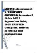 LEG2601 Assignment 1 (COMPLETE ANSWERS) Semester 2 2024 - DUE 6 September 2024 ; 100% TRUSTED Complete, trusted solutions and explanations. 