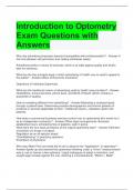 Introduction to Optometry Exam Questions with Answers 