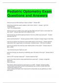 Pediatric Optometry Exam Questions and Answers