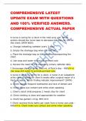 COMPREHENSIVE LATEST  UPDATE EXAM WITH QUESTIONS  AND 100% VERIFIED ANSWERS.  COMPREHENSIVE ACTUAL PAPER