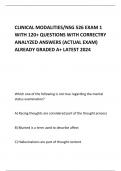 CLINICAL MODALITIES/NSG 526 EXAM 1 WITH 120+ QUESTIONS WITH CORRECTRY ANALYZED ANSWERS (ACTUAL EXAM) ALREADY GRADED A+ LATEST 2024 