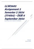 LLW2602 Assignment 2 Semester 2 2024 (774154) - DUE 6 September 2024