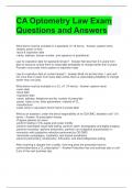 CA Optometry Law Exam Questions and Answers