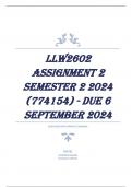 LLW2602 Assignment 2 Semester 2 2024 (774154) - DUE 6 September 2024