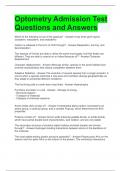 Optometry Admission Test Questions and Answers