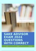 SAKE ADVISOR EXAM 2024 QUESTIONS WITH CORRECT SOLUTIONS!!