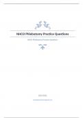 NHCO Phlebotomy Practice Questions and answers verified to pass