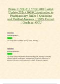 Exam 1: NSG318 / NSG 318 (Latest Update 2024 / 2025) Introduction to Pharmacology Exam | Questions and Verified Answers | 100% Correct | Grade A - GCU