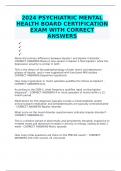 2024 PSYCHIATRIC MENTAL HEALTH BOARD CERTIFICATION EXAM WITH CORRECT ANSWERS