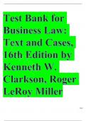 Test Bank for Business Law: Text and Cases, 16th Edition by Kenneth W. Clarkson | Complete Guide A+