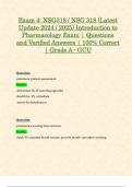 Exam 4: NSG318 / NSG 318 (Latest Update 2024 / 2025) Introduction to Pharmacology Exam | Questions and Verified Answers | 100% Correct | Grade A - GCU