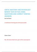 CIBTAC ANATOMY AND PHYSIOLOGY  NEWEST 2024 ACTUAL EXAM,  QUESTIONS AND CORRECT VERIFIED  ANSWERS