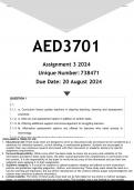 AED3701 Assignment 3 (ANSWERS) 2024 - DISTINCTION GUARANTEED