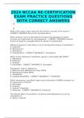 2024 NCCAA RE-CERTIFICATION EXAM PRACTICE QUESTIONS WITH CORRECT ANSWERS  	