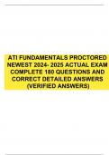 ATI FUNDAMENTALS PROCTORED NEWEST 2024- 2025 ACTUAL EXAM COMPLETE 180 QUESTIONS AND CORRECT DETAILED ANSWERS (VERIFIED ANSWERS)