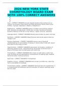 2024 NEW YORK STATE COSMETOLOGY BOARD EXAM WITH 100% CORRECT ANSWERS