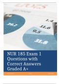 NUR 185 Exam 1 Questions with Correct Answers Graded A+