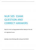 NUR 505 EXAM QUESTION AND  CORRECT ANSWERS