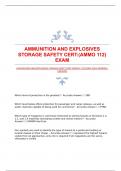 AMMUNITION AND EXPLOSIVES STORAGE SAFETY CERT:(AMMO 112) EXAM 2024|VERIFIED|UPDATED